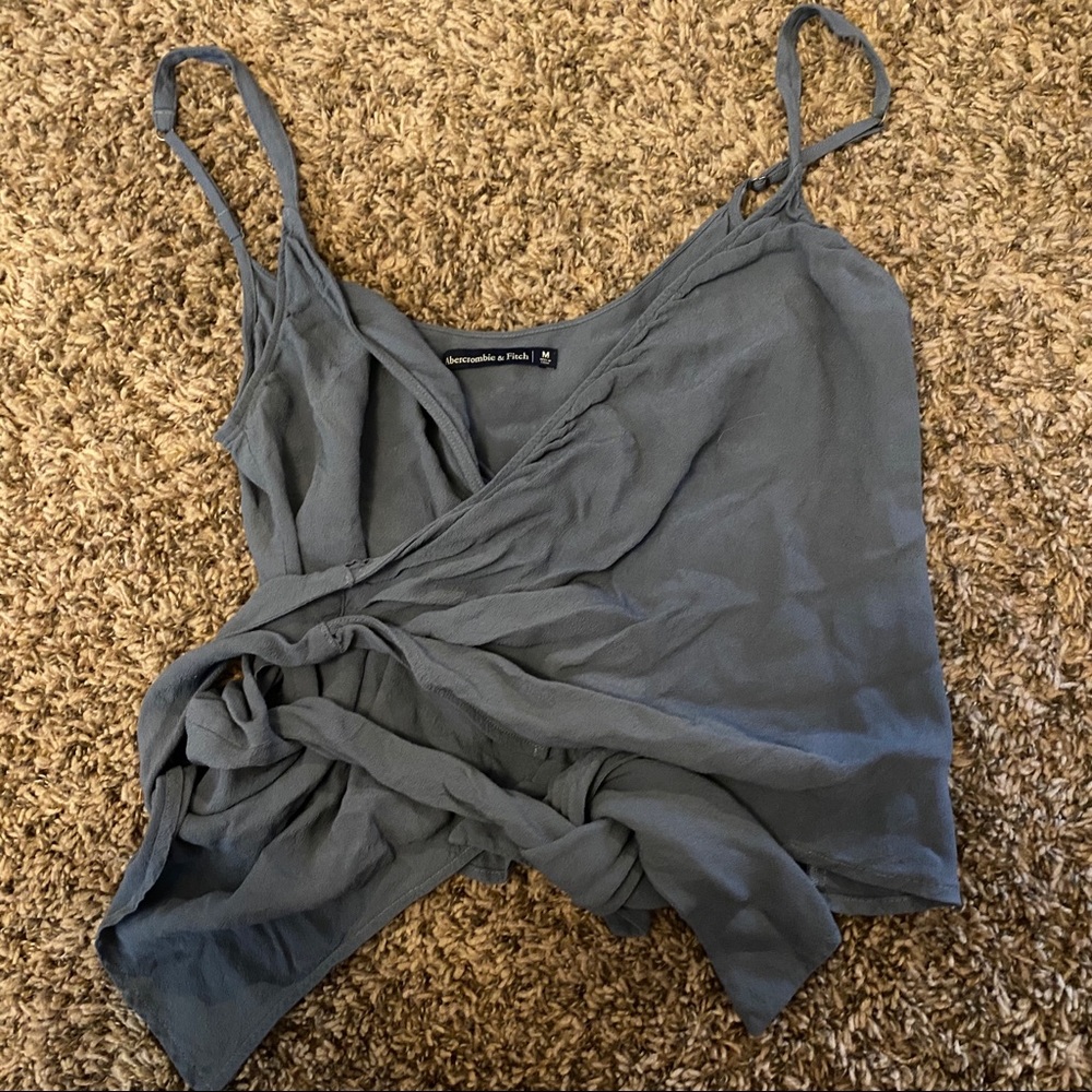Abercrombie & Fitch Dusty Blue Cami Wrap Tie Tank